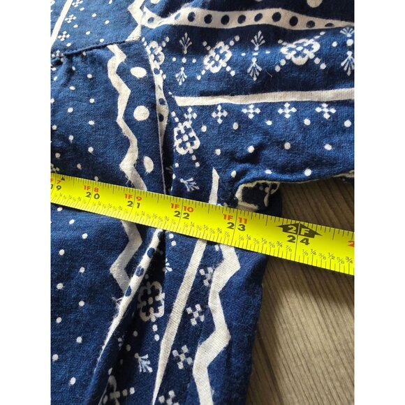 Anthony Richards Blue White Boho Print Cotton Long Sleeve Flannel Nightgown XL - Picture 7 of 8